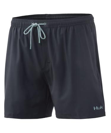 HUK Men's Volley 5.5" Elastic Waist Quick-Dry Swim Shorts Volcanic Ash Medium