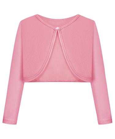 BONNY BILLY Girls Cardigan Long Sleeve Knitted Cotton Bolero Shrug Kids Clothing 10-11 Years Pink