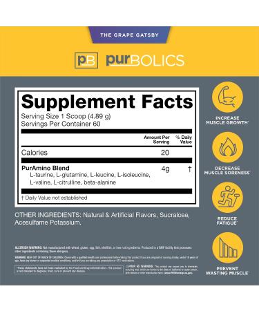 Aminos | 4g Free-Form Amino Acids & Beta-Alanine - 0 Sugar 60 Servings (Grape Gatsby) - Shop Internationally - Buy Online on GoSupps.com