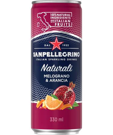 San Pellegrino Naturali Italian Sparkling Drink Melograno & Arancia Orange and Pomegranate 330 mL Can 24 Cans Total Aranciata Melograno Sparkling Drink - Buy Online on GoSupps.com
