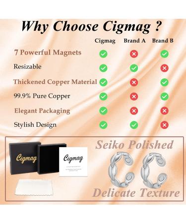 Cigmag Lymphatic Drainage Magnetic Ring for Women - Copper Adjustable with Removal Tool and Gift Box - 7X Silver - Buy Online on GoSupps.com