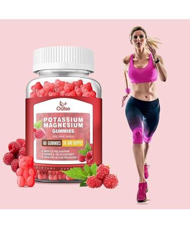 High Absorption Potassium Gluconate 99mg & Magnesium Citrate 400mg Gummies - 60 Count | Chewable Raspberry Supplements for Adults & Kids - Buy Online on GoSupps.com