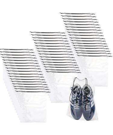 50PCS Travel Translucent Shoe Bags Waterproof Storage Organizers With Drawstring, Packing Pouch Organizers (50PCS-Transparent)