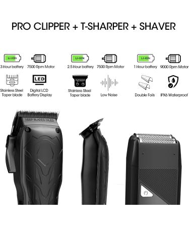 Professional Hair Clippers for Men - 7500 RPM Waterproof Beard Trimmer & 3-in-1 Hair Cutting Kit | Cordless Barber Clipper Set with LED Display - Perfect Men's Gift - Buy Online on GoSupps.com