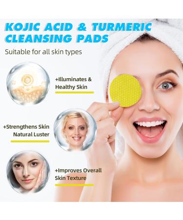 Kojic Acid & Turmeric Cleansing Pads - Natural Face Care for All Skin Types (60 Pads - Buy Online on GoSupps.com
