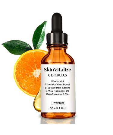 SkinVitalize CE Ferulux Vitamin C Serum - 30ml: Advanced CE Formula to Fight with Wrinkles Fine Lines Uneven Skin Tone Dark Spot Correction Perfect for Skin Care Routine Anti Aging Face Serum