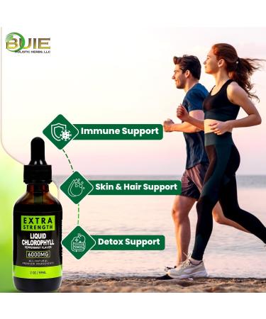 BUIE Liquid Chlorophyll Drops 6000mg -2 oz / 59ml | Extra Strength Peppermint Formula | Immune Support Cellular Energy & Detox Cleanse | Vegan Non-GMO Supplement - Buy Online on GoSupps.com