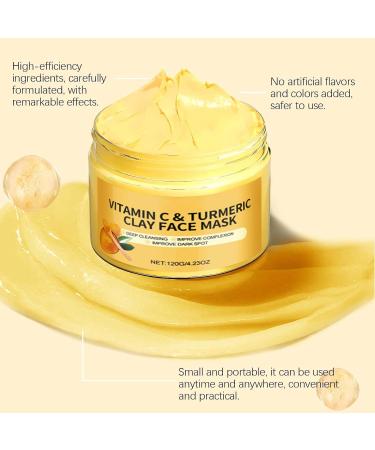 Turmeric Face Mask Turmeric and Vitamin C Clay Mask Vitamin C Face Mask With Kaolin Clay And Turmeric For Dark Spots Deep Cleansing Skin Care (1PC) - Buy Online on GoSupps.com