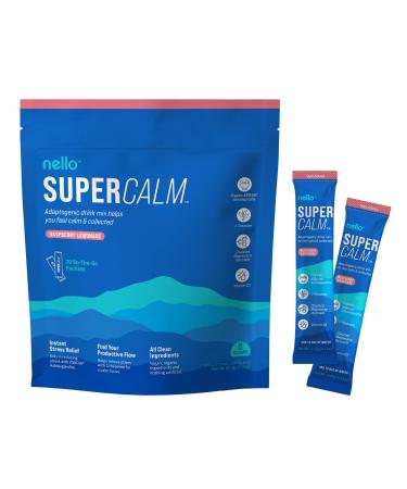 Nello Supercalm - Drink Mix | Contains KSM-66 Ashwagandha L-Theanine Magnesium Glycinate and Vitamin D3 20 Servings (Travel Packets) 20.0 Servings (Pack of 1)