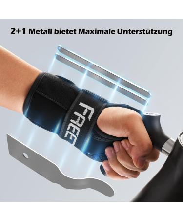 Freeetoo Wristwear - Comfortable Carpal Tunnel & Tendinitis Support for Women & Men | Soft Upholstery 3 Metal Rails L/XL (19-26 cm) - Right-Wing Black - Buy Online on GoSupps.com