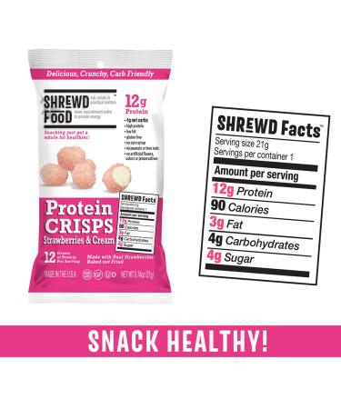 Shrewd Food Protein Puffs - Low Carb, High Protein Snack (8 Pack) - Strawberries & Cream & Cookies & Cream - Gluten Free, Peanut Free - Buy Online on GoSupps.com