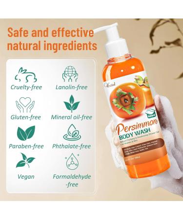 URZTUL Persimmon Body Wash for Body Odor Control Natural Bath Deodorant Bar Soap for Strong Odor Smelly Feet Purifying Deodorizing Old People Smell Eliminator for Women & Men - Buy Online on GoSupps.com