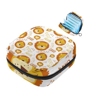 Storage bags for women's bandages cute lion patterns portable menstrual performances panty lores tampons women's bandages storage holder for women school office multicolored 05