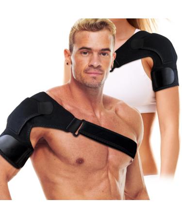 Shoulder Supports Recovery Shoulder Brace for Men and Women Rotator Cuff Support with Adjustable Fit Sleeve Wrap for Shoulder Injuries Tendonitis Dislocation AC Joint Fits Right Left Shoulder Black
