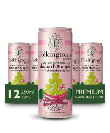 Folkington's Rhubarb and Apple Press 12 Cans Sparkling Soft Drink Great Cocktail and Gin Mixer 12 x 250 ml Rhubarb & Apple Press