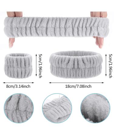 Microfiber Spa Headband and Wrist Washband Set - Grey | Adjustable Head Wraps for Women and Girls - Prevent Liquid Spills - Buy Online on GoSupps.com
