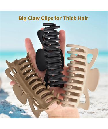 Jumbo Hair Clips for Women - Extra Large 4.7 Inch Claw Clips for Thick Hair - Fashion Hair Accessories in Neutral/Brown - Pack of 4 - Buy Online on GoSupps.com
