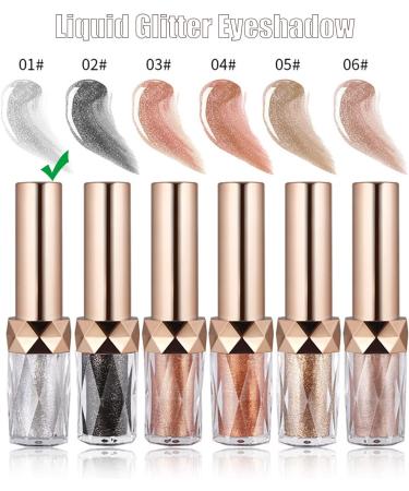 Glitter Eyeshadow Liquid - Shiny Metallic Eye Makeup Vegan (#01) - Buy Online on GoSupps.com