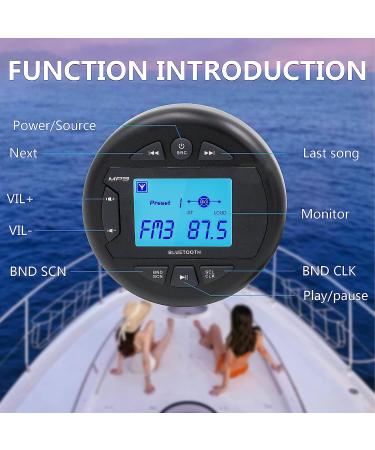 Herdio 4 Marine & UTV Gauge Stereo Radio Receiver with Bluetooth and Built-in Amplifier - Buy Online on GoSupps.com
