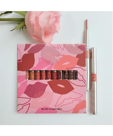 Lip Pencil Set Pack of Lip Liners 12 Pieces Lip Pencil Makeup Lipliner Matte Lipliners Makeup Set Lip Sculpting Pen for Mom Girlfriend - Buy Online on GoSupps.com