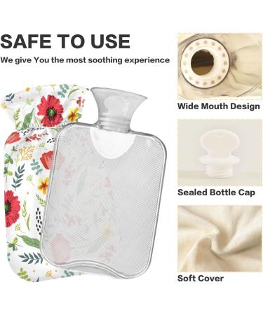 Mnsruu Hot Water Bottle with Soft Cover - Spring Flower Design 2L | Perfect Gift for Women & Kids - Ideal for Christmas - Buy Online on GoSupps.com