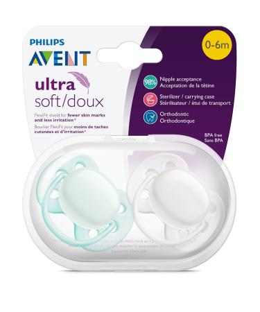 Philips AVENT Ultra Soft Pacifier 0-6 Months Arctic White/Green 4 Pack - SCF214/40 - Buy Online on GoSupps.com