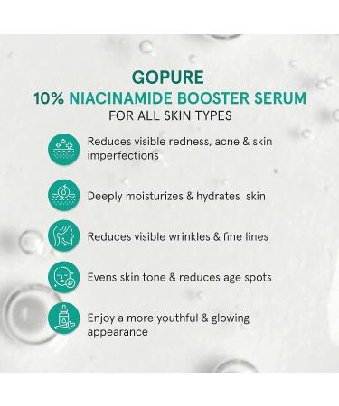 goPure 10% Niacinamide Serum Booster for Reducing Redness and Discoloration - 1 fl oz - Buy Online on GoSupps.com