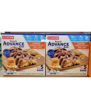 Elevation Caramel Chocolate Nut Roll Bar Snack Advance Bar Keto Support 7.76oz 220g (Two Boxes) - Buy Online on GoSupps.com
