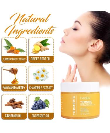 Turmeric Body Scrub - All-Natural Exfoliating Treatment for Brightening Skin, Reducing Hyperpigmentation, and Boosting Circulation - Detox Face and Body Scrub - Buy Online on GoSupps.com