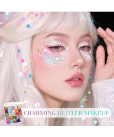  Prreal 25 colors of glitter gel for the face holographic mermaid glitter for face face eyes Halloween and festival party accessories - Buy Online on GoSupps.com