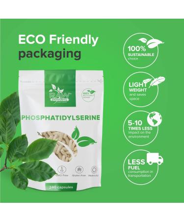 Phosphatidyl Serine 100mg - 240 Vegan Capsules for Brain Health & Memory Support by Raw Powders - Buy Online on GoSupps.com