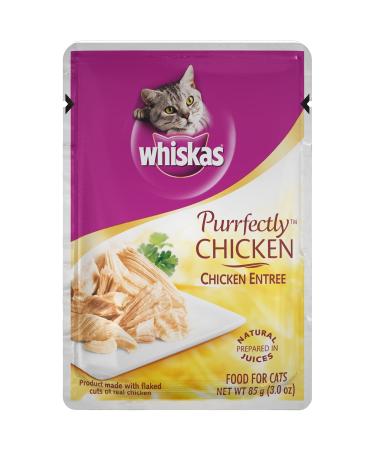 Whiskas Purrfectly Chicken Wet Cat Food Pouches Chicken 3 Ounce (Pack of 24)