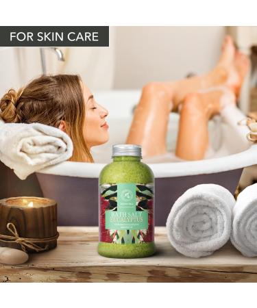 Premium Eucalyptus Bathing Salt 600g - Relaxation & Stress Relief with Natural Sea Salt & Essential Oils - Ideal for Sleep Cold Relief & Swim Additive - Buy Online on GoSupps.com
