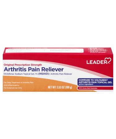 Leader Diclofenac Sodium Topical Arthritis Pain Relief Gel Tube Powerful Anti-Inflammatory Gel (Compare to Voltaren) 3.53 Ounce