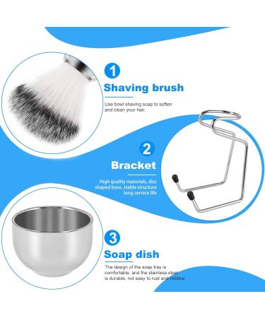 Scalewbin Premium Shaving Set: Stainless Steel Soap Dish Nylon Brush & Stand Holder - Perfect for Pure Hair Care - Buy Online on GoSupps.com