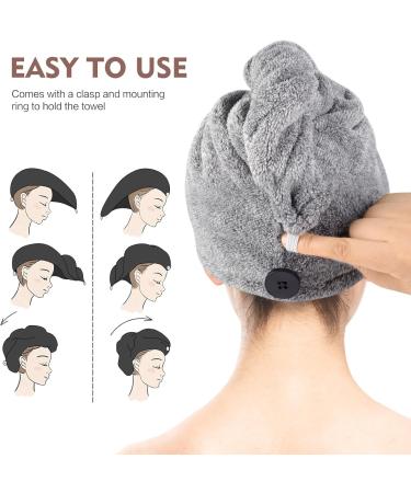 Kinhwa Bamboo Microfiber Turban Towel - Quick-Drying Super Absorbent Hair Towel for All Hair Types (3 Pieces Light Gray 25x65cm) - Buy Online on GoSupps.com