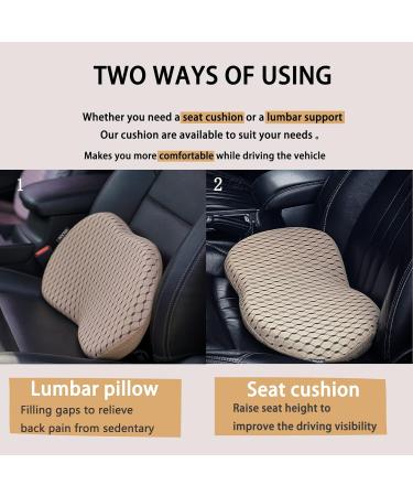 Memory Foam Car Seat Fill Cushion & Lumbar Support Pillow - Pain Relief for Car Travel & Office Use (Beige - Buy Online on GoSupps.com