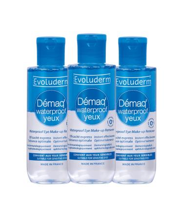 Evoluderm EVOLUDERM - Waterproof Eye Makeup Remover - 150 ml - Vegan - Made in France - Pack of 3 x 150 ml
