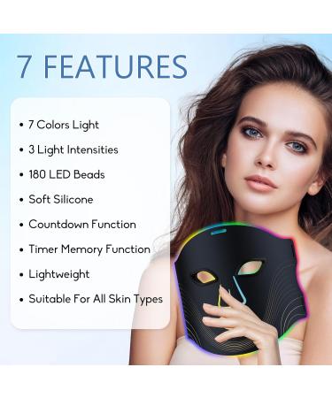 Red Light Therapy Mask - 7 Color LED Face Mask for Anti-Aging | 3 Intensity Levels | Soft Silicone Design & Time Memory Function - Buy Online on GoSupps.com