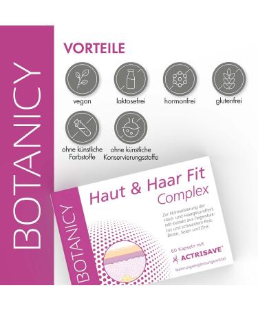 Botanicy Skin & Hair Fit Complex - Natural Anti-Acne Pimple & Hair Loss Support - 60 Capsules for Men & Women - Buy Online on GoSupps.com