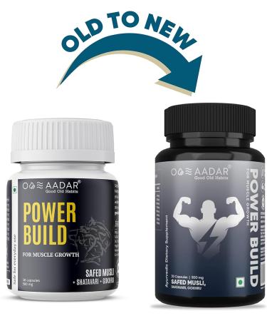 AADAR Power Build | Ayurvedic Muscle Mass Gainer | Boost Performance & Metabolism | Safed Musli Gokhru Shatavari | 30 Capsules (Pack of 3 - Buy Online on GoSupps.com