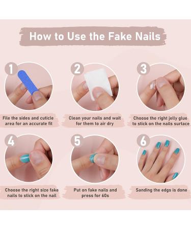 Medium Coffin Square Rhinestone Stripe Gel Press on Nails for Women - 24pcs Reusable French Stripe False Nails with Glue Kit - Buy Online on GoSupps.com