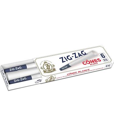 Zig-Zag Slow Burning Pre Roll Cones 1 Size Carton of 24 Booklets 6 Cone per Packs Slow Burning 100% Natural Gum Arabic No Bleach Authentic (White) White Cones 1  - Buy Online on GoSupps.com