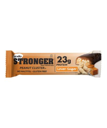 NuGo Stronger Peanut Cluster, 23g Whey Protein, 10g Fiber, Gluten Free, (pack of 12)