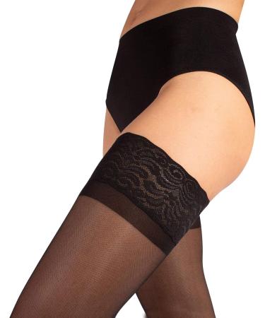 Medical Support Hold Up Compression Stockings 15-21 mmHg | S Black | Made in Italy - Buy Online on GoSupps.com