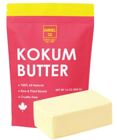 Kokum Butter (1lb | 454g) Premium Quality Unrefined Ivory Moisturizer| Packed in Canada| Great For Hair Skin and DIY| Use Alone Or In Lip Balms Lotions Soap and More| By Amriel Co.