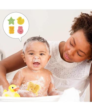 4Pcs Soft Animal Shaped Baby Bath Sponges - Gentle on Newborn and Toddler Skin | Orange Green Yellow Pink - Buy Online on GoSupps.com