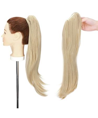 55 cm claw on ponytail extensions curly clip in ponytail wavy curly synthetic hair extension hair extension braid hair part ponytail for women dark blonde mix bleach blonde