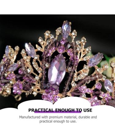 Lurrose Vintage Baroque Queen Crown | Purple Violet Crystal Tiara | Rhinestone Wedding & Gothic Headpiece for Women & Girls - Buy Online on GoSupps.com