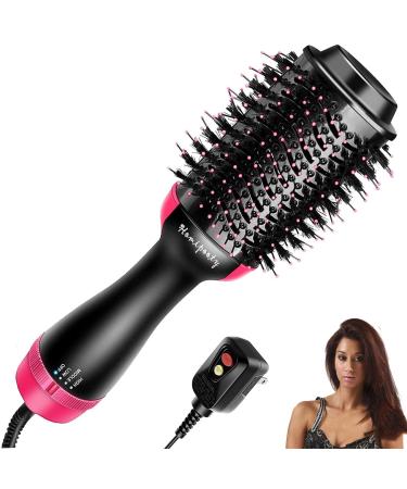 Homipooty Hair Dryers Brush, 3 in 1 Hot Air Brushes Brush for Blowing, Straightening, Curling with ALCI Safety Plug One Step Hair Dryer & Volumizer Negative Ionic Technology for All Type Hair Rose Red